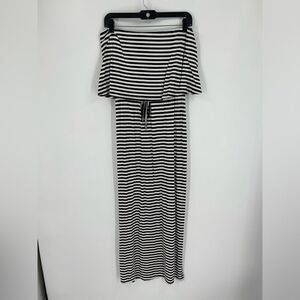Bar III Black and White Tiered Ruffled Off-the-Shoulder Sundress size XS
